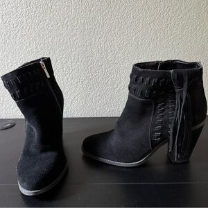 Jessica Simpson Women’s Black Suede Fringe Ankle Boots 9